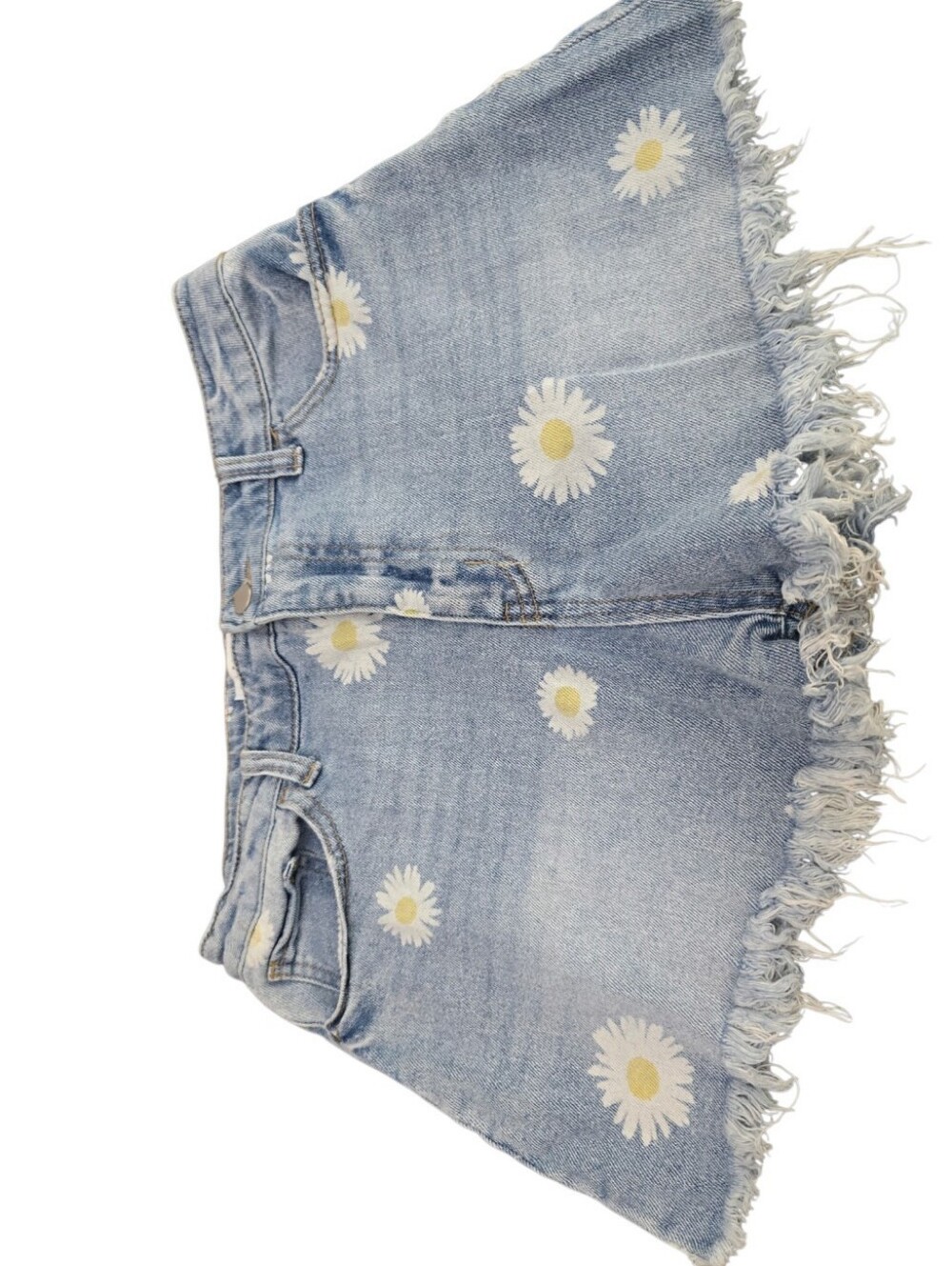 Wallflower Light Blue Daisy Denim Shorts with Frayed Hem Size 11